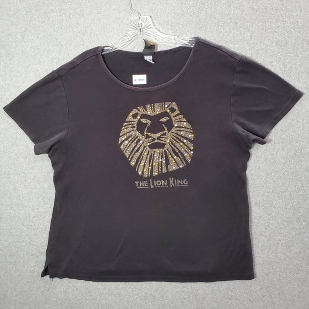 VINTAGE The Lion King Women Top 2XL Shirt Logo Rhinestones Mandala Bay LV 90s